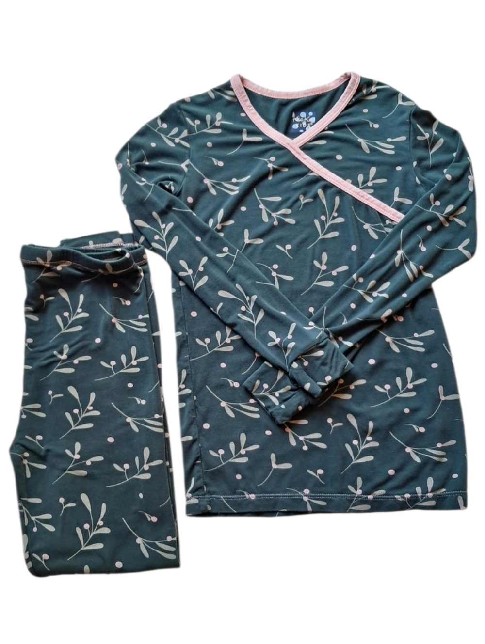 Kickee Kids Floral Print Long Sleeve Pajama Set Size 8